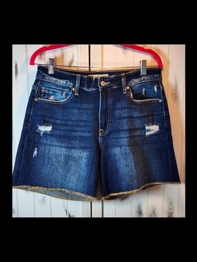Kancan Classic Distressed Denim Shorts - Blue